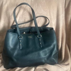 Kate Spade Larchmont Ave Large Evangelie Black Leather Tote Laptop Bag